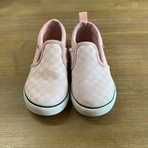 Toddler 10 Pink and White checked Vans.